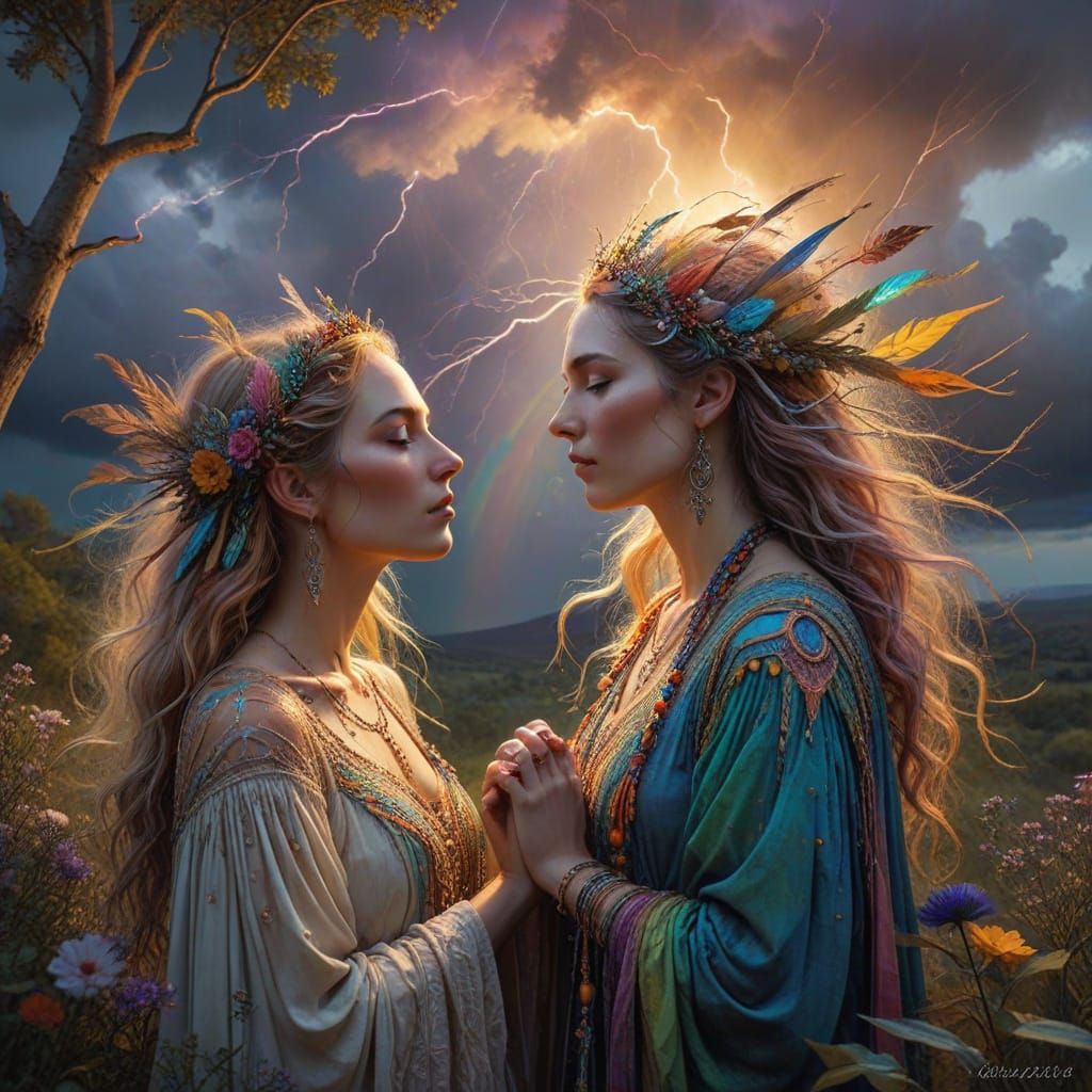 Whimsical Bohemian Portrait in Vibrant Pastels