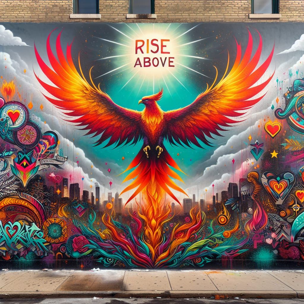 Urban Graffiti Mural: Phoenix Rising