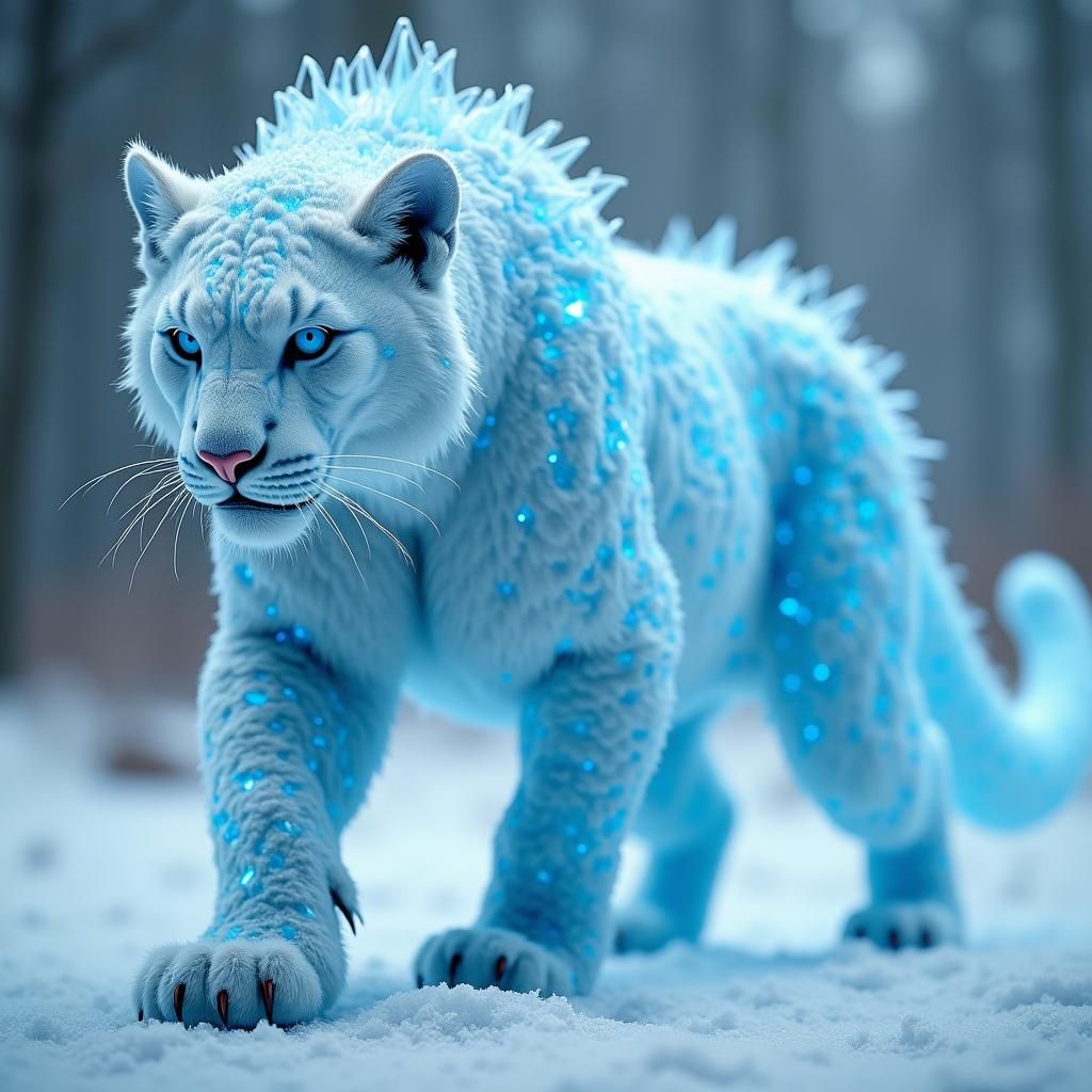 Ice Demon Panther with Cyan Ice Armor