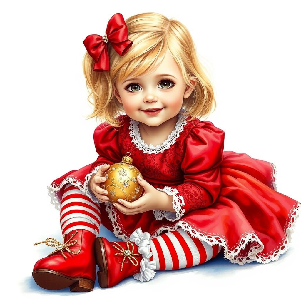 A Delicate Christmas Scene in Whimsical Oil Painting Style