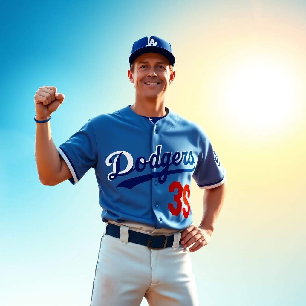 California Governor Gavin Newsom in Dodgers Baseball Uniform