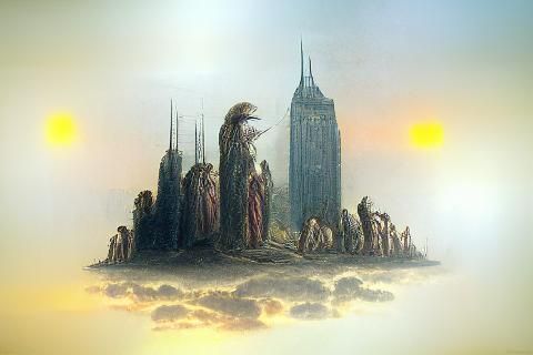 Skyscrapers at Sunset in Dore Style