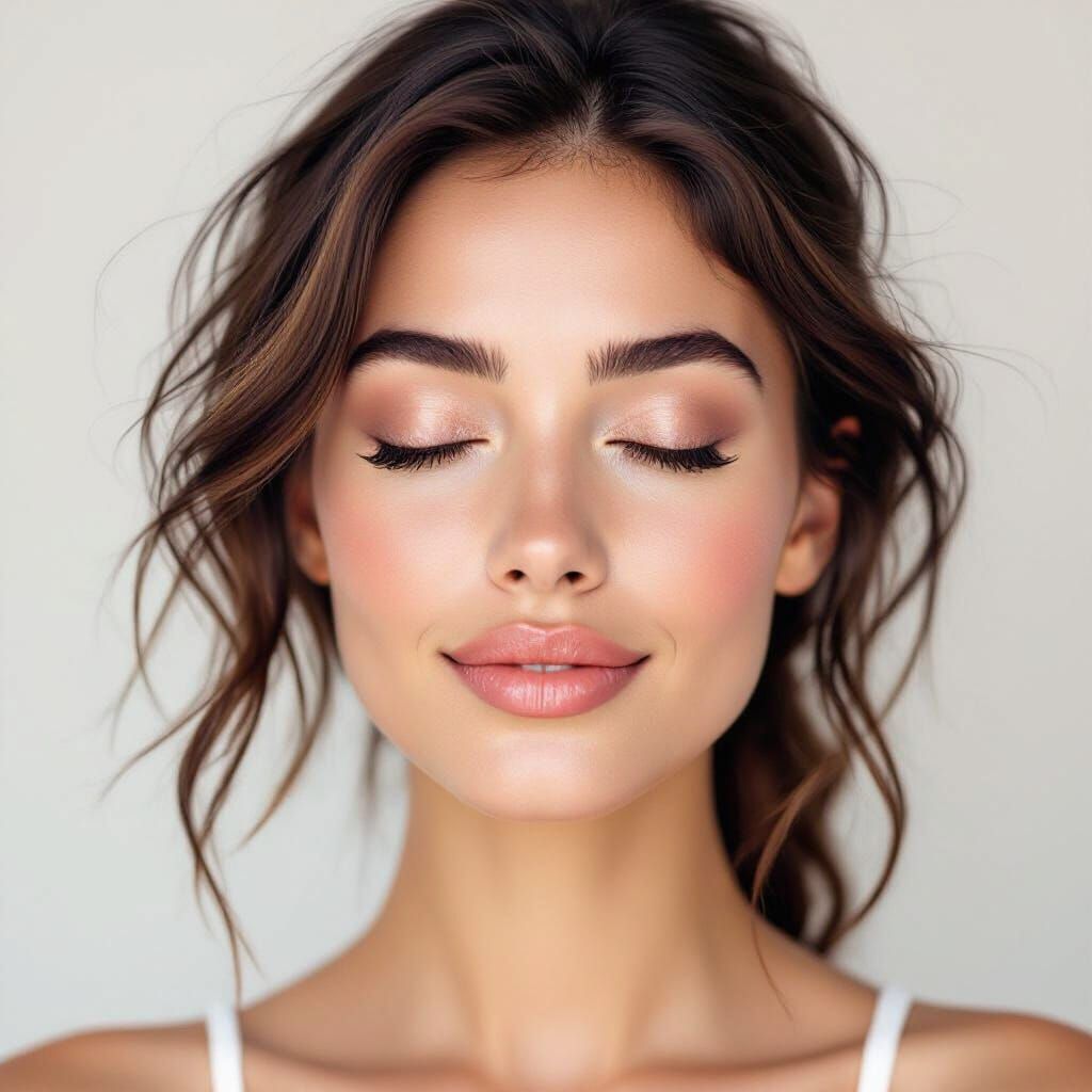 Minimalist Portrait of Relaxed Person in Pastel Colors