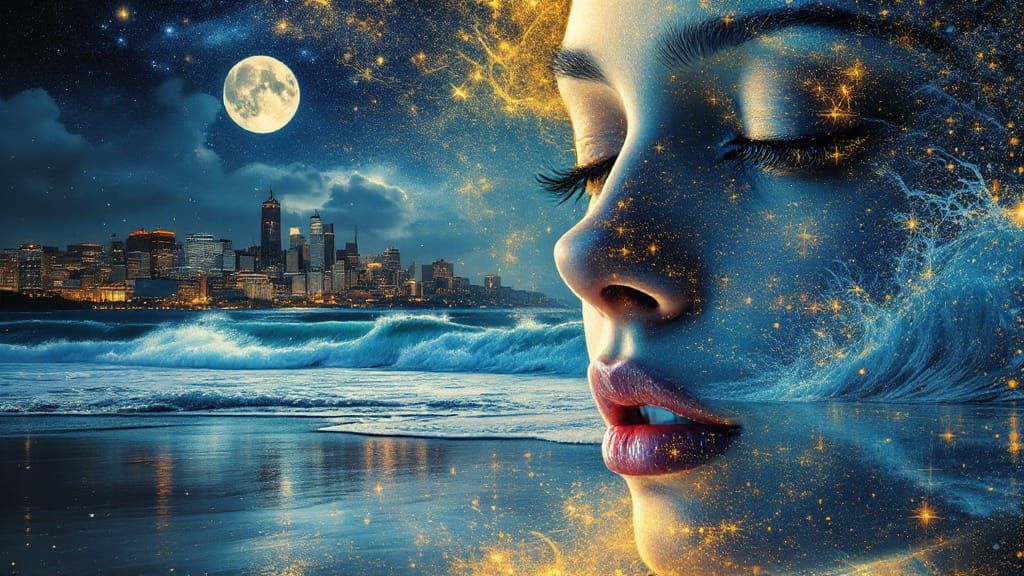 Waves in the moonlight