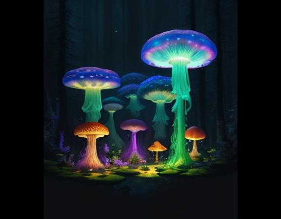 Jellyfish in Toadstool Forest: Beatrix Potter Style