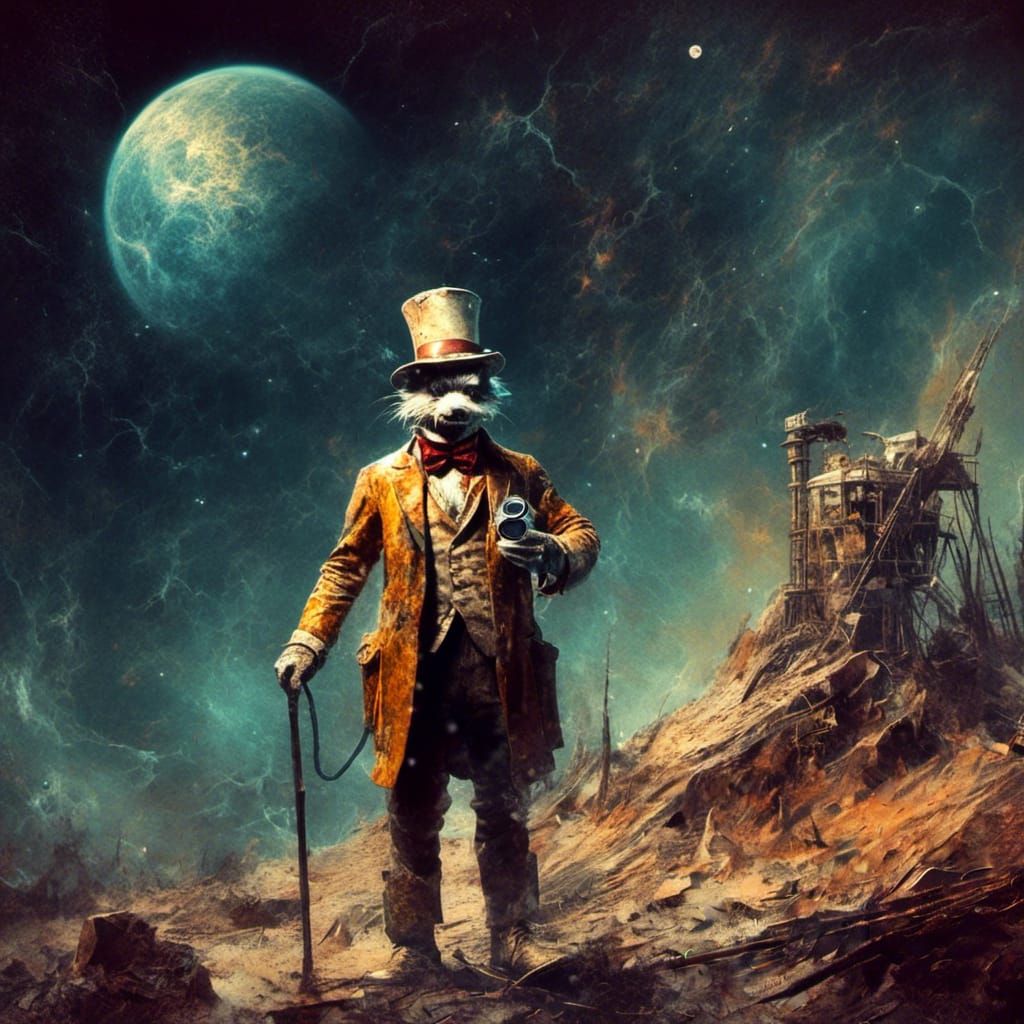 Scrooge McDuck Prospecting on Saturn in Retro-Futuristic Sty...