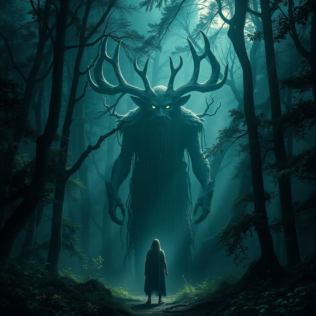 Mystical Forest Encounter with Ancient Pagan God