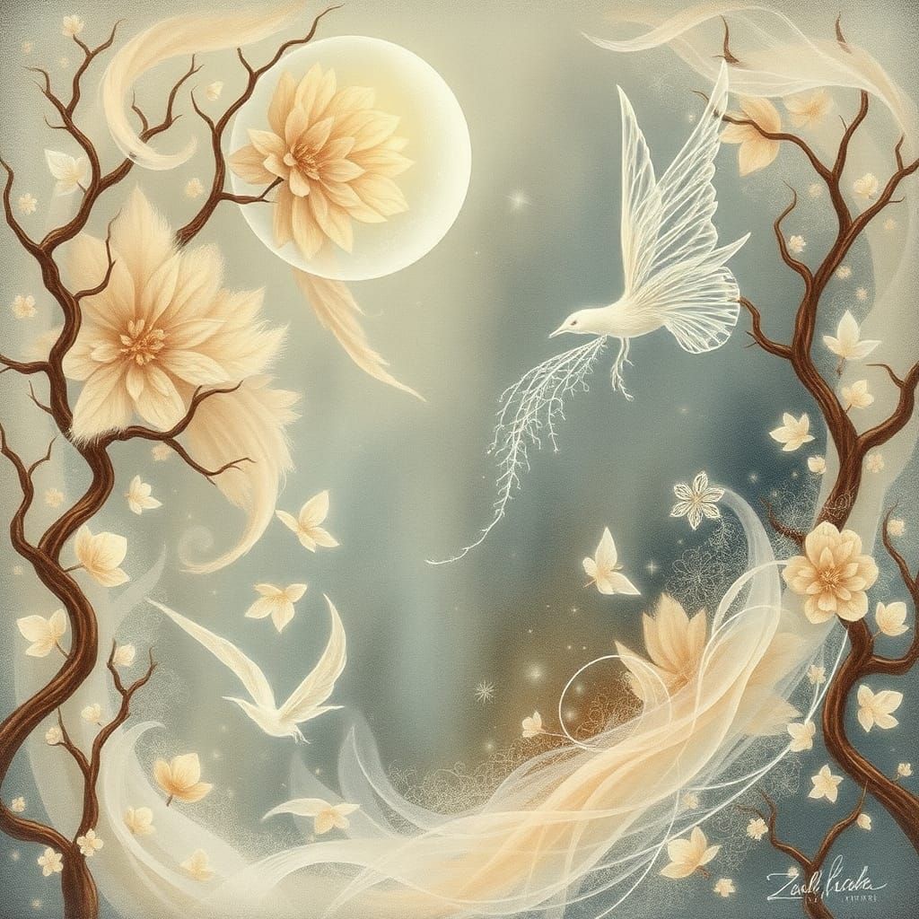Ethereal Scene in Dreamy Symbolist Style