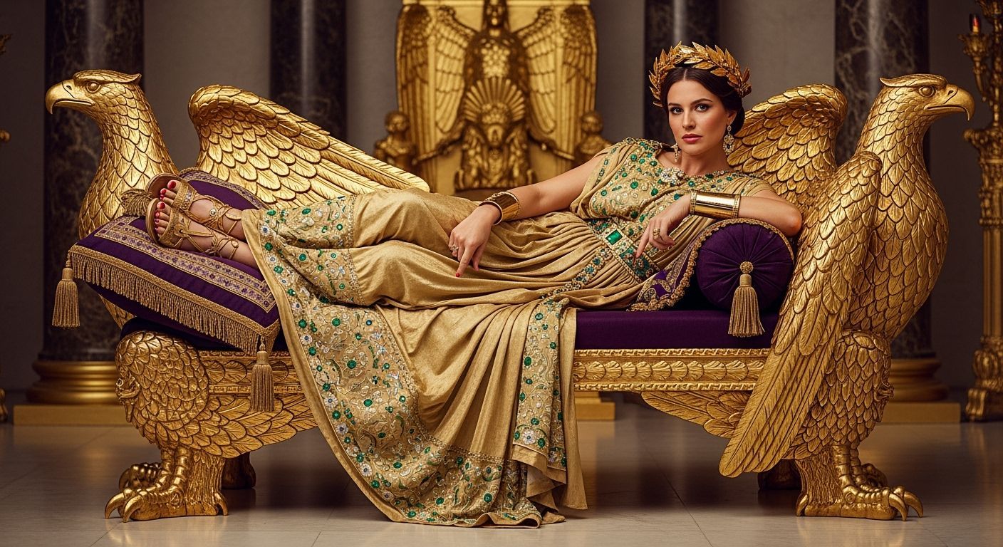 Roman Empress on Golden Eagle Throne, Photography Style