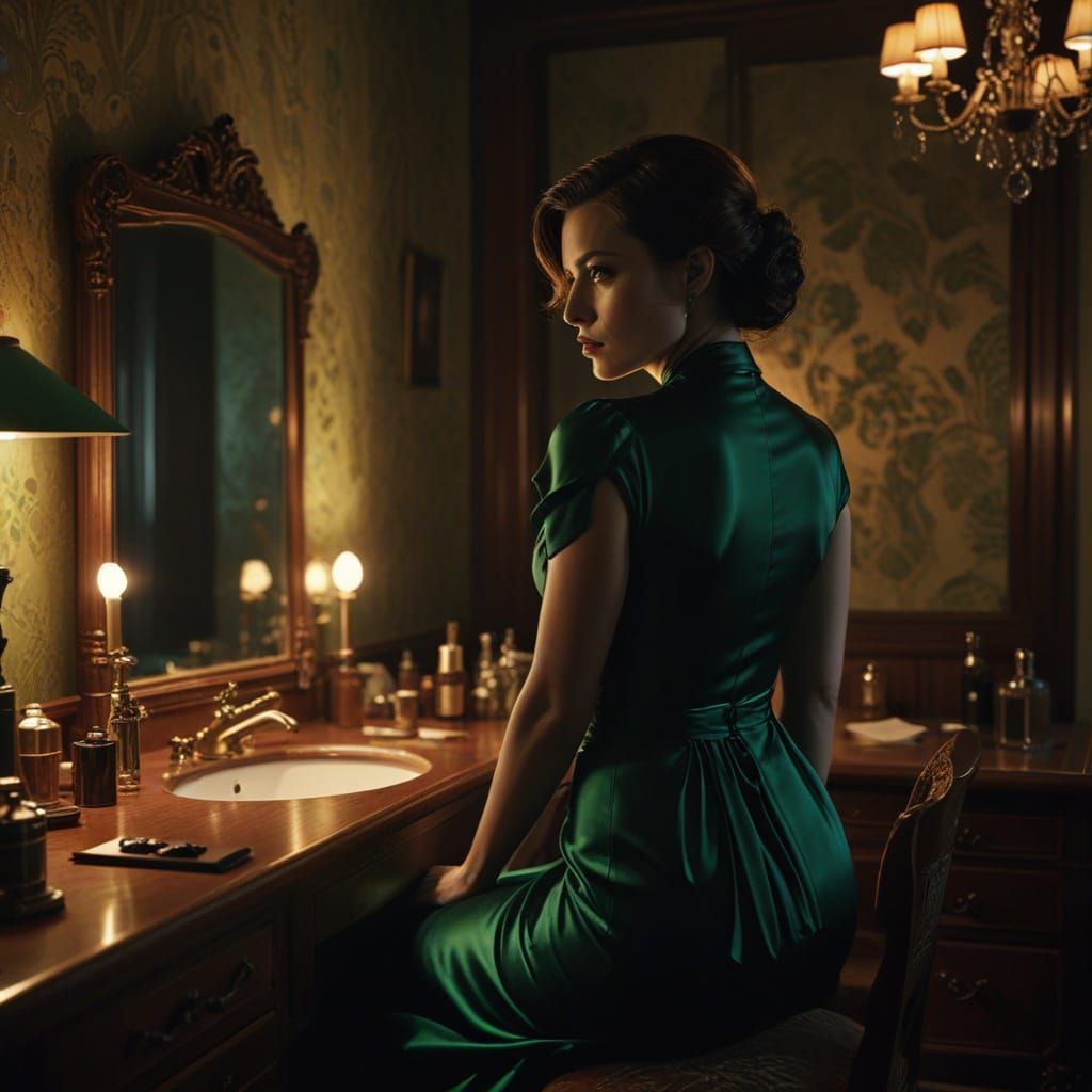Film Noir: Woman at Vanity with Hitman
