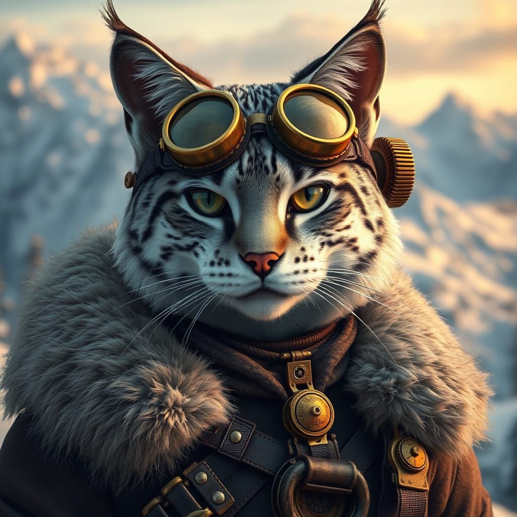 Steampunk Snow Cat in Ultra-Realistic Detail