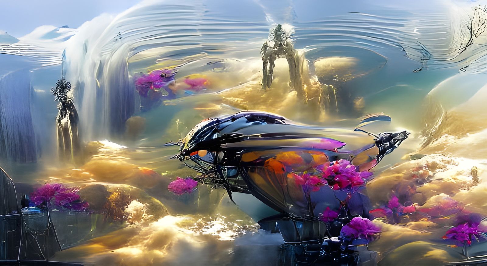 Beauty in Water: Futuristic Sci-Fi Landscape