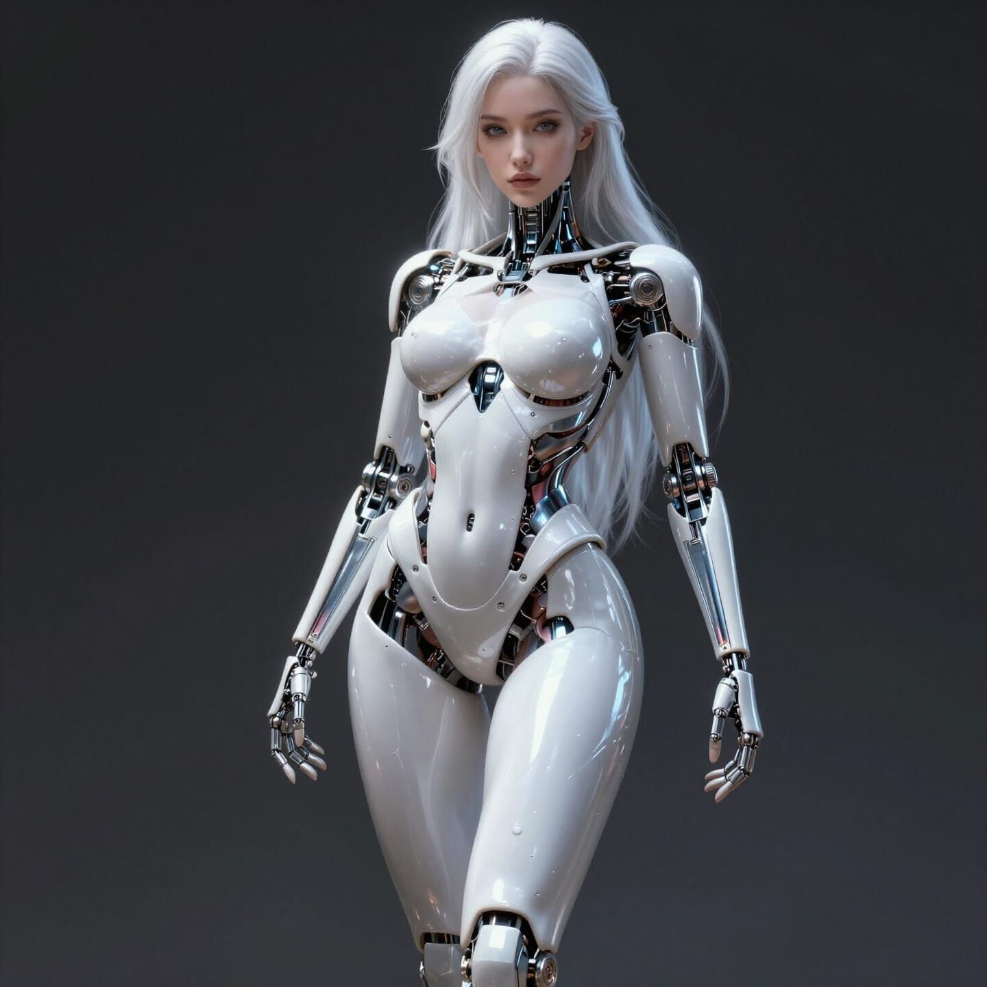 Curvy Cyborg Woman in Dramatic Chiaroscuro