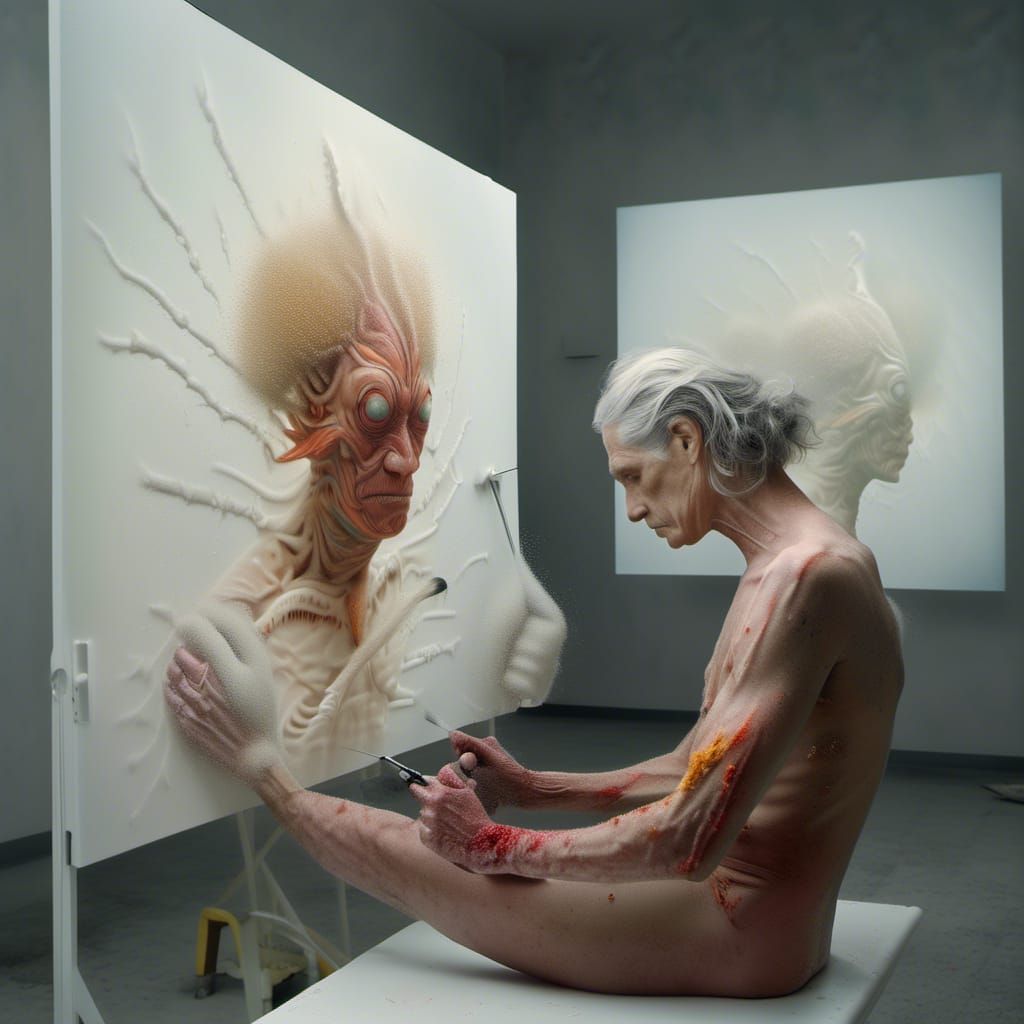 Surreal Portraits in White Laboratory, Matte Painting