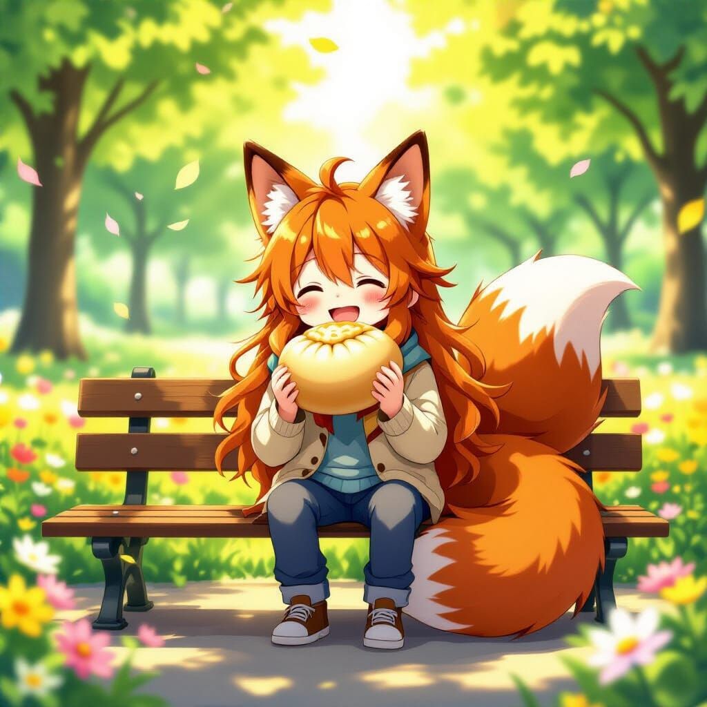 Anime Boy Delights in Giant Steamed Bun