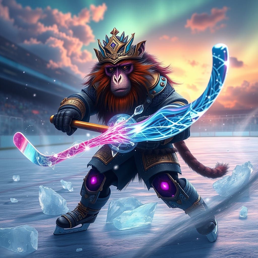 Cyberpunk Baboon Hockey Champion