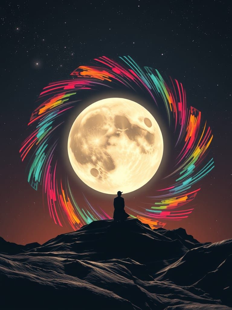 Hypnotic Moon Disc Threatens Earth in Digital Art