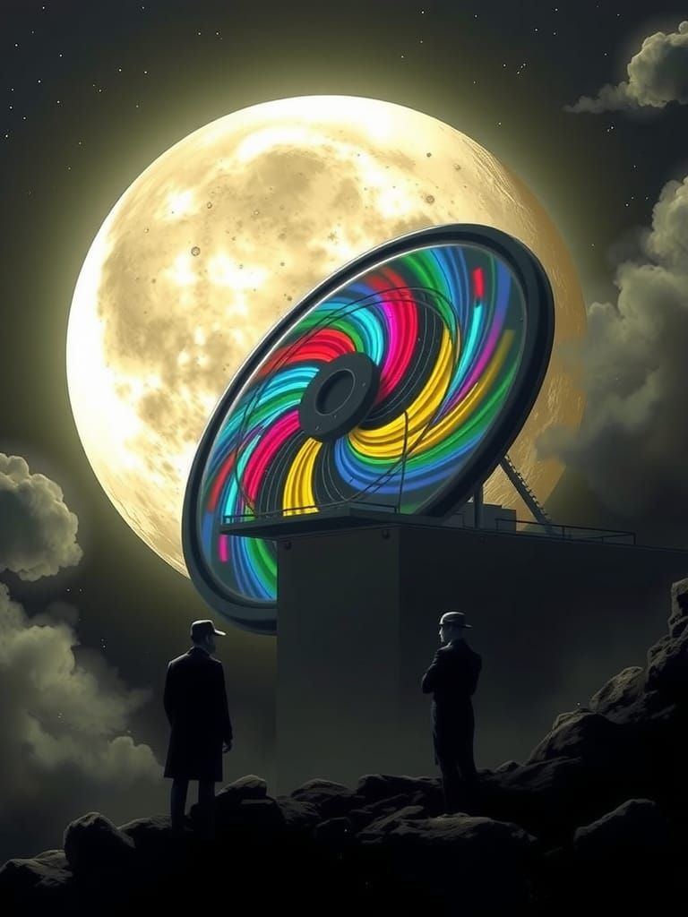 Hypnotic Disc on the Moon: Sci-Fi Concept