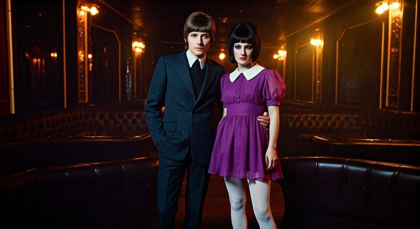 Glamorous Mods in a Vintage Club Scene, 1973 Style