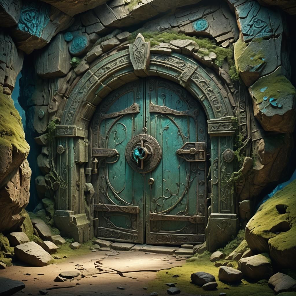 Magical Ancient Door Sealed in Rocky Mountain Cave