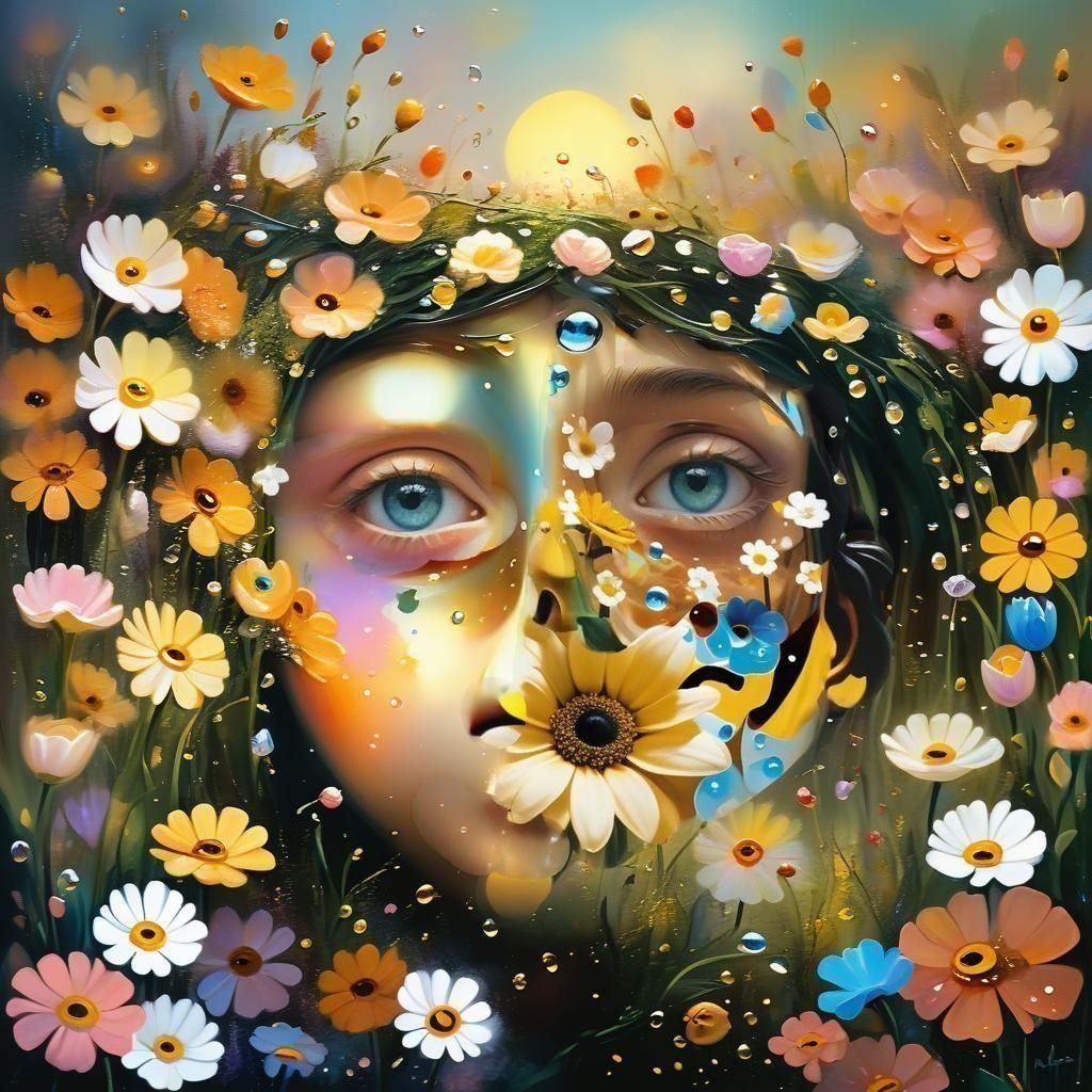 Expressive Flowers with Eyes, Digital Painting