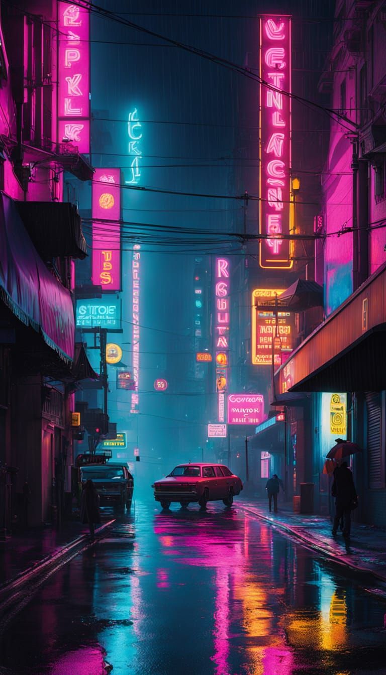 Vibrant Cyberpunk Cityscape at Night