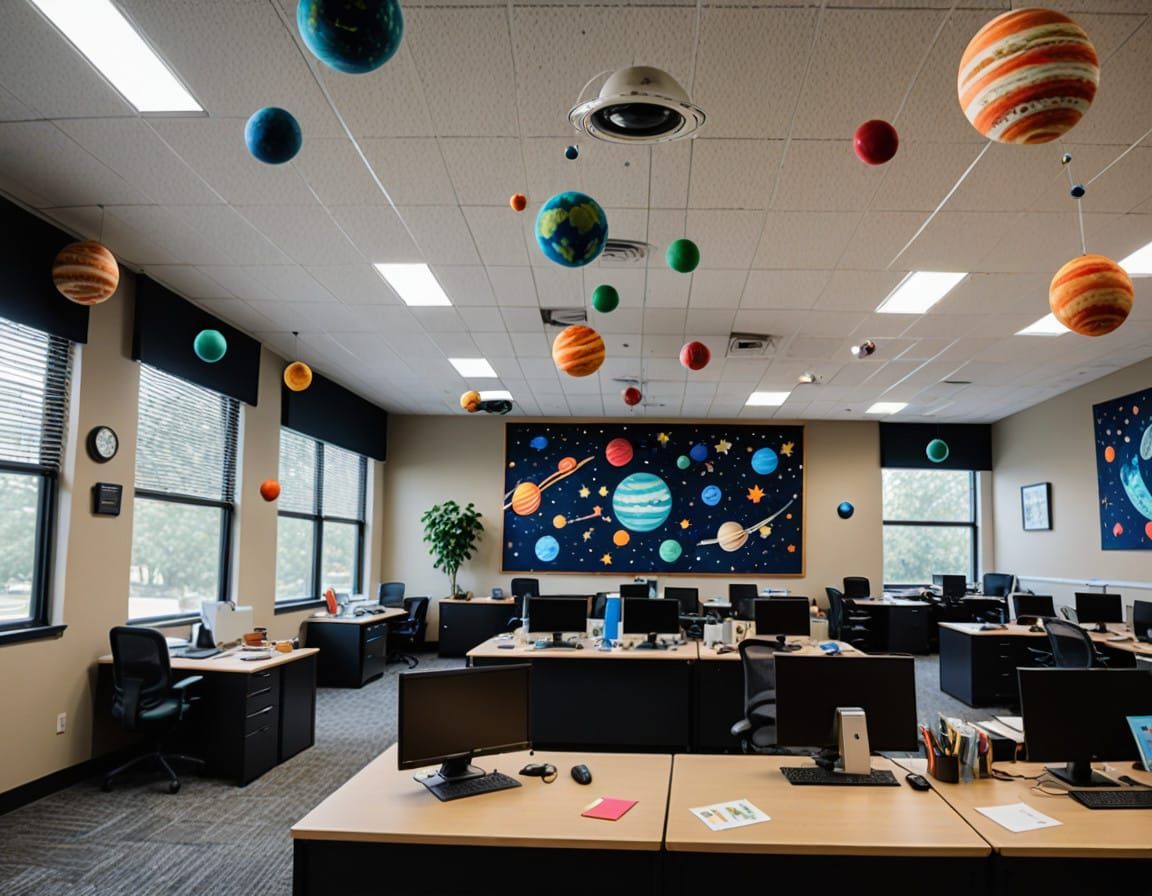 Office Decorated for Space Day Event