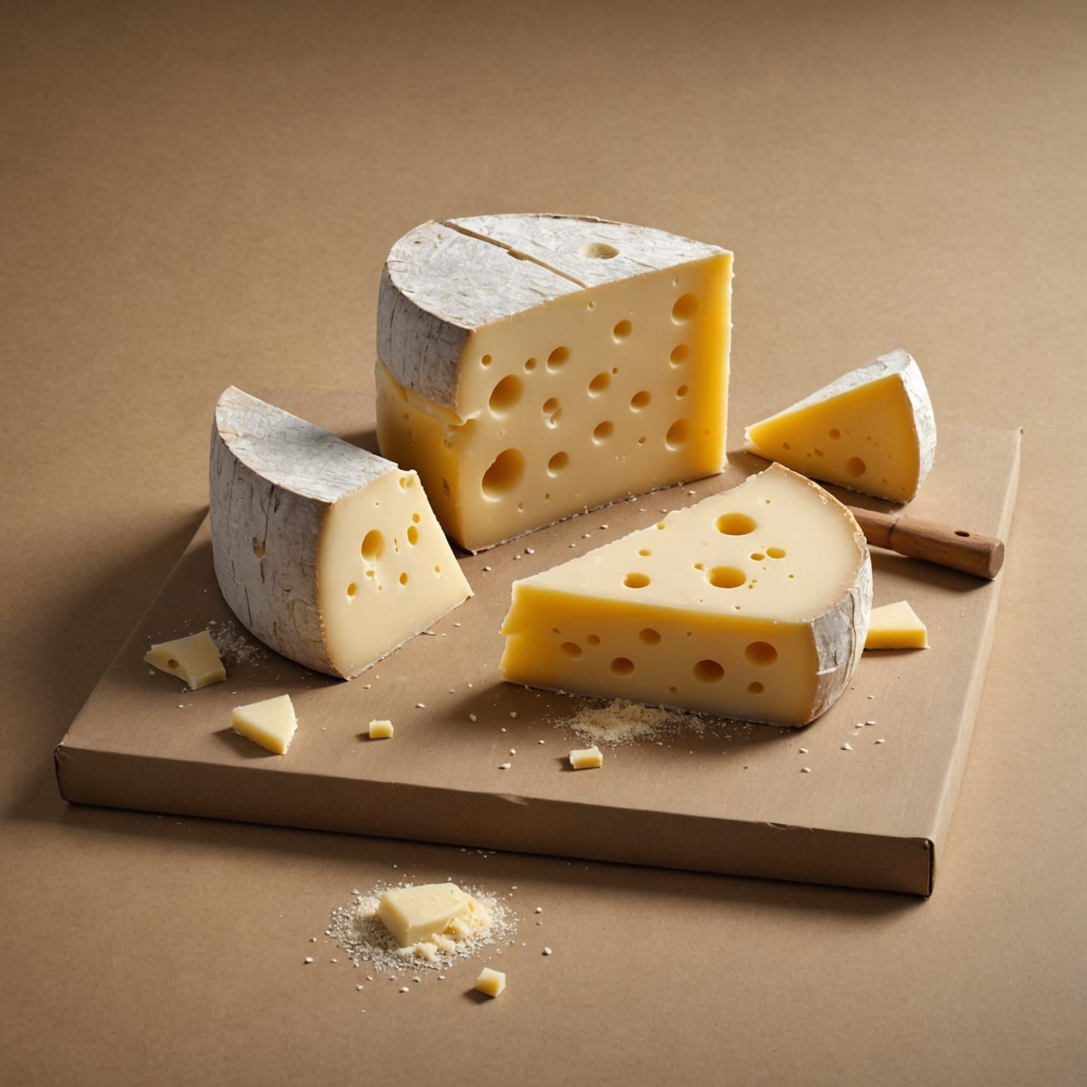 Swiss Cheese and Chalk Still Life in Studio Lighting