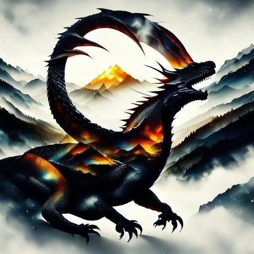 Dramatic Dragon Portrait in Epic Fantasy Style