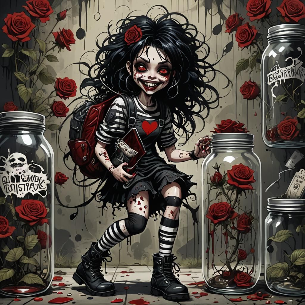 Gothic Fairy in a Jar: Dark Graffiti Art