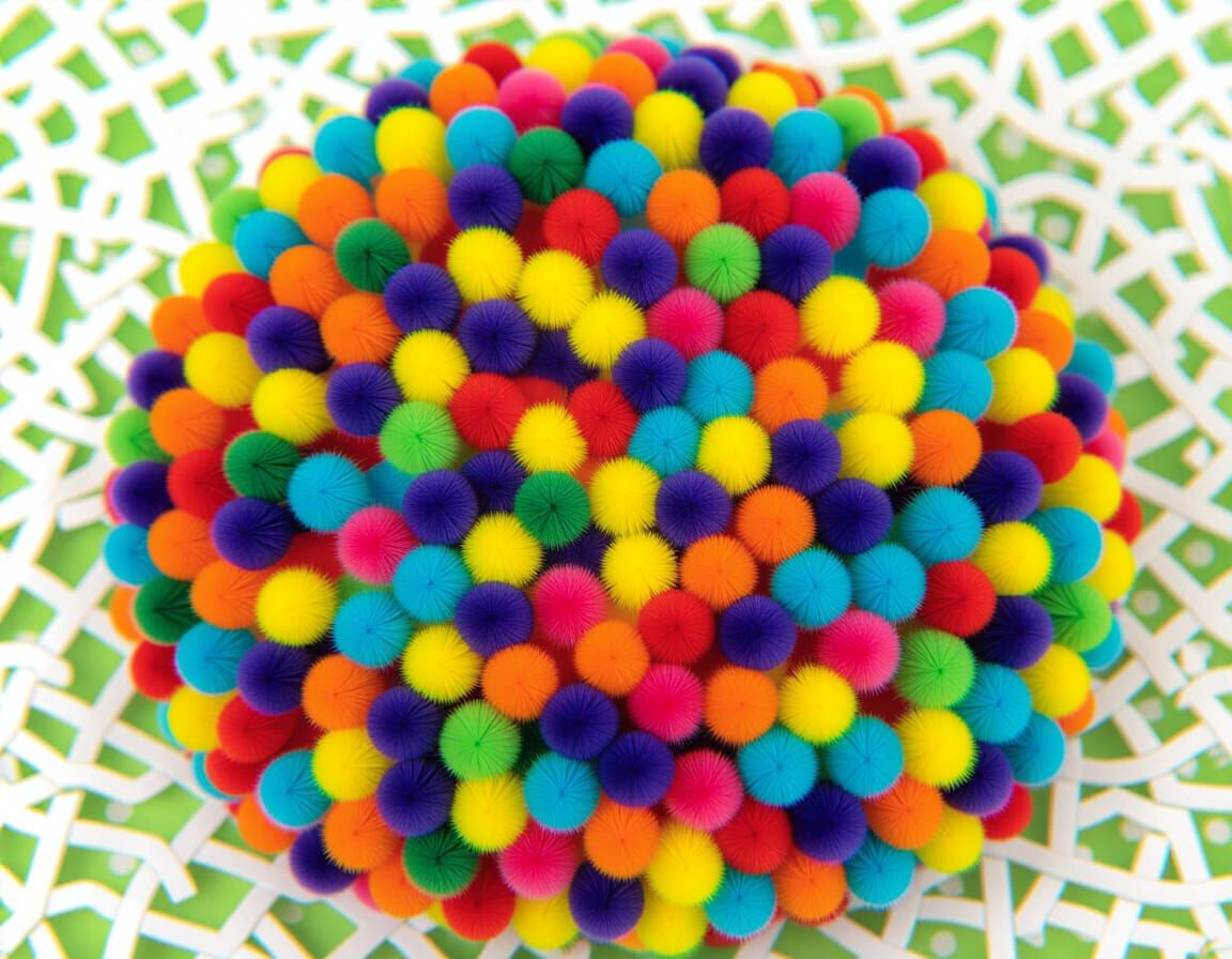 Colorful Pom Pom Art: Cheerful and Playful Design