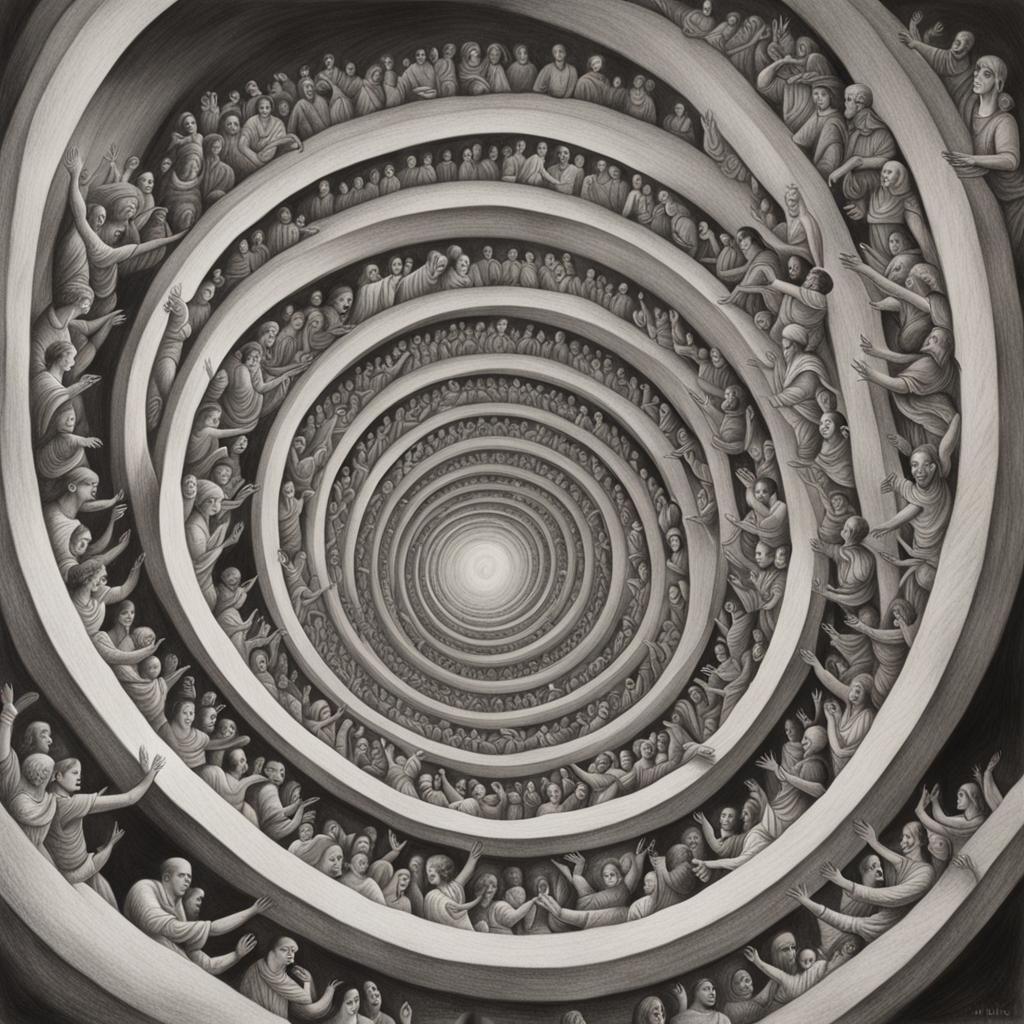 Ascent to Heaven: Hyperdetailed Charcoal Drawing