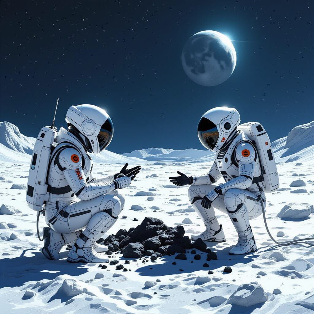 Aliens Mining Moon Fossils with Sign Language