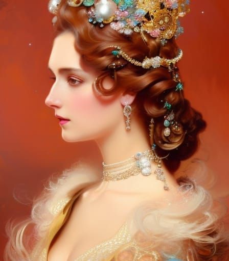Rococo Lady with Pearls and Gems