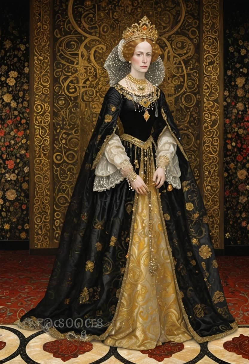 Lucrezia Borgia in Klimt-Inspired Fractal Art