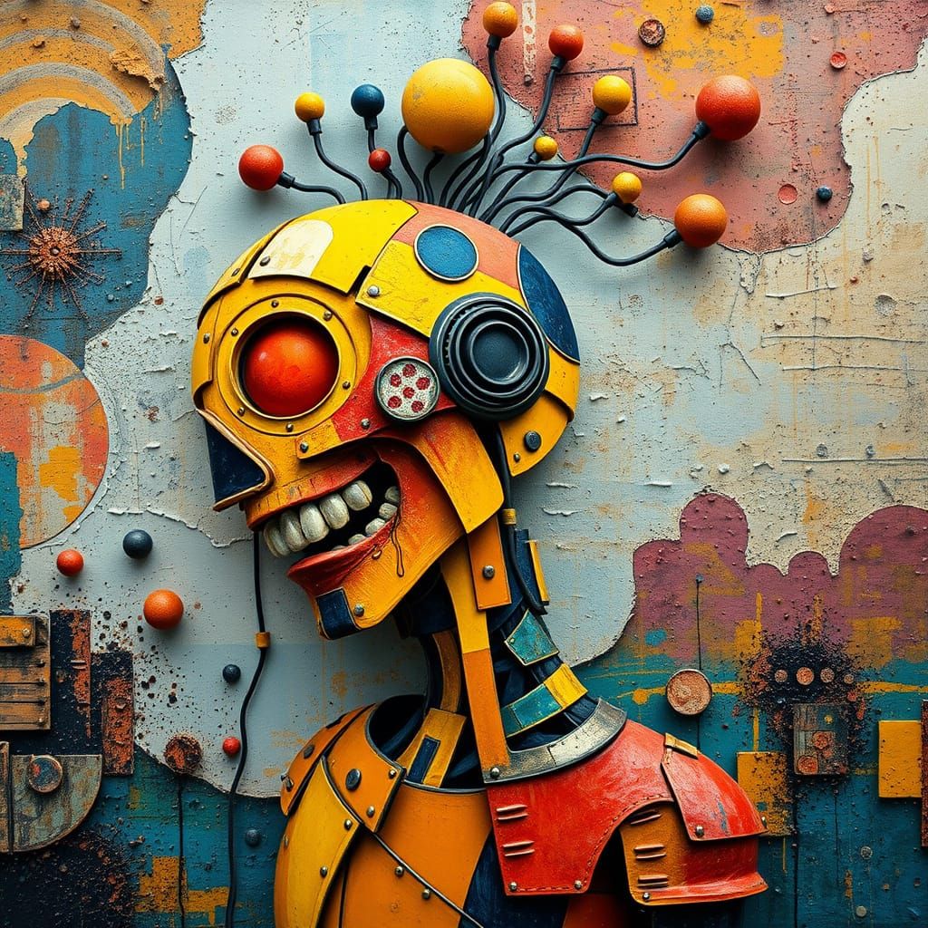 Abstract Expressionist Portrait in Vibrant Cubist Style