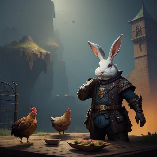 Rabbit and Chicken in Jail: Detailed Matte Painting