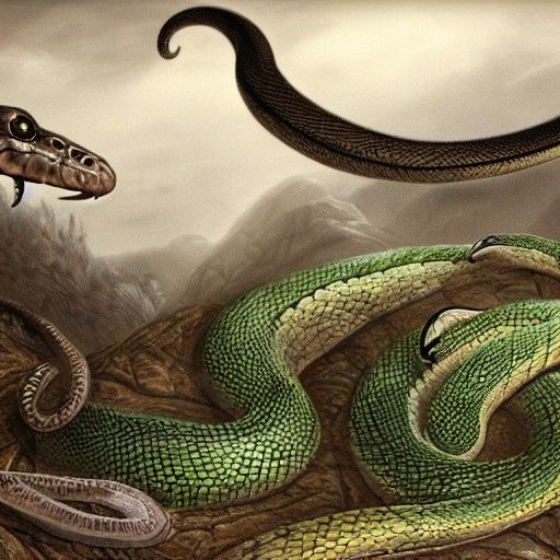 Snake Captures Mouse: Detailed Matte Painting