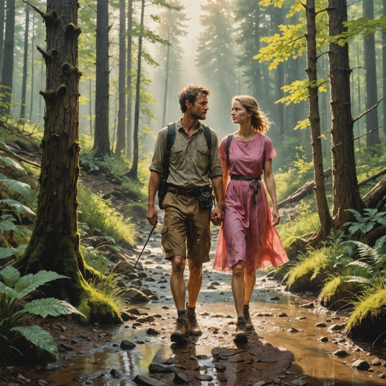 Sunshine vs. Rain: A Dichotomous Hiking Scene