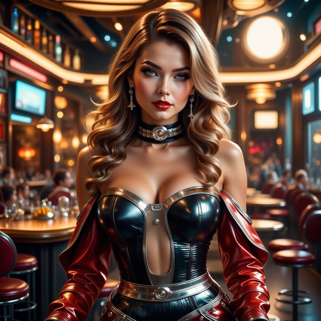 Mischievous Character in Retro Sci-Fi Style