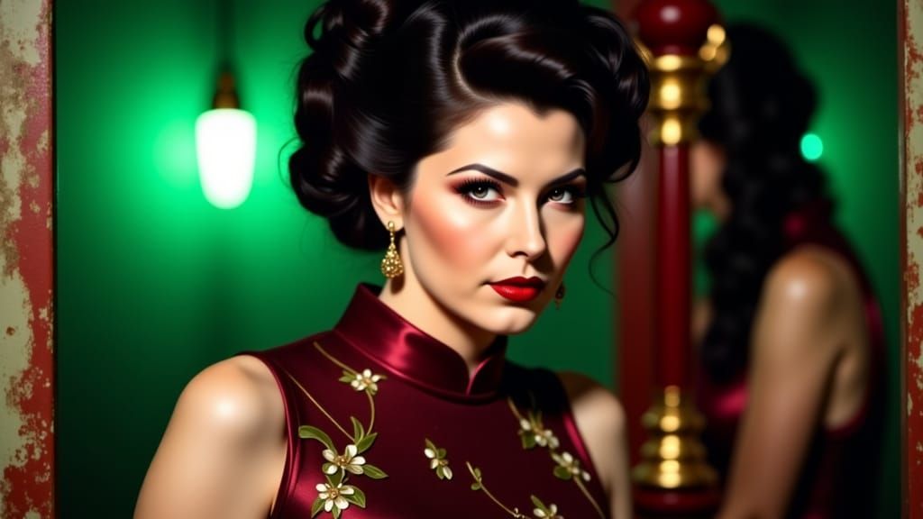 Gothic Beauty Portrait of Woman in Cheongsam