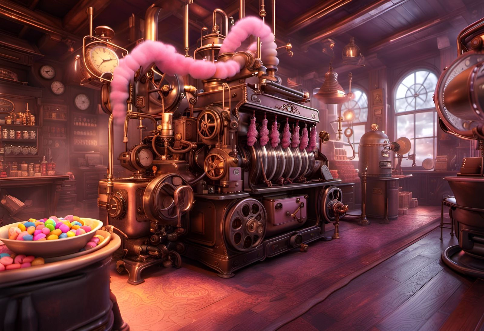 Steampunk Candy-Making Machine in CGI