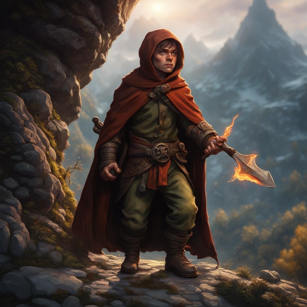 Halfling Rogue Fires Bow in Detailed Matte Painting
