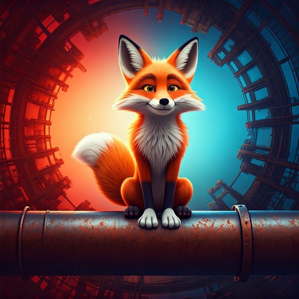 Steampunk Fox with Mischievous Grin