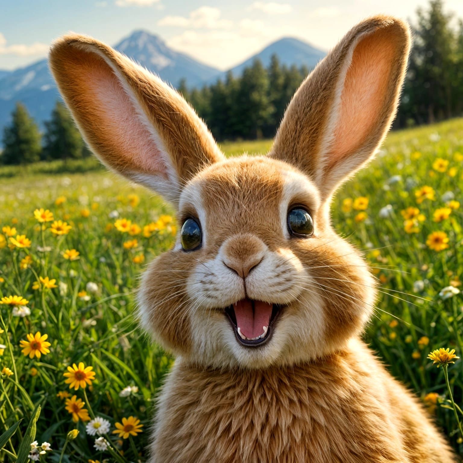 Golden Laughing Bunny AI Image