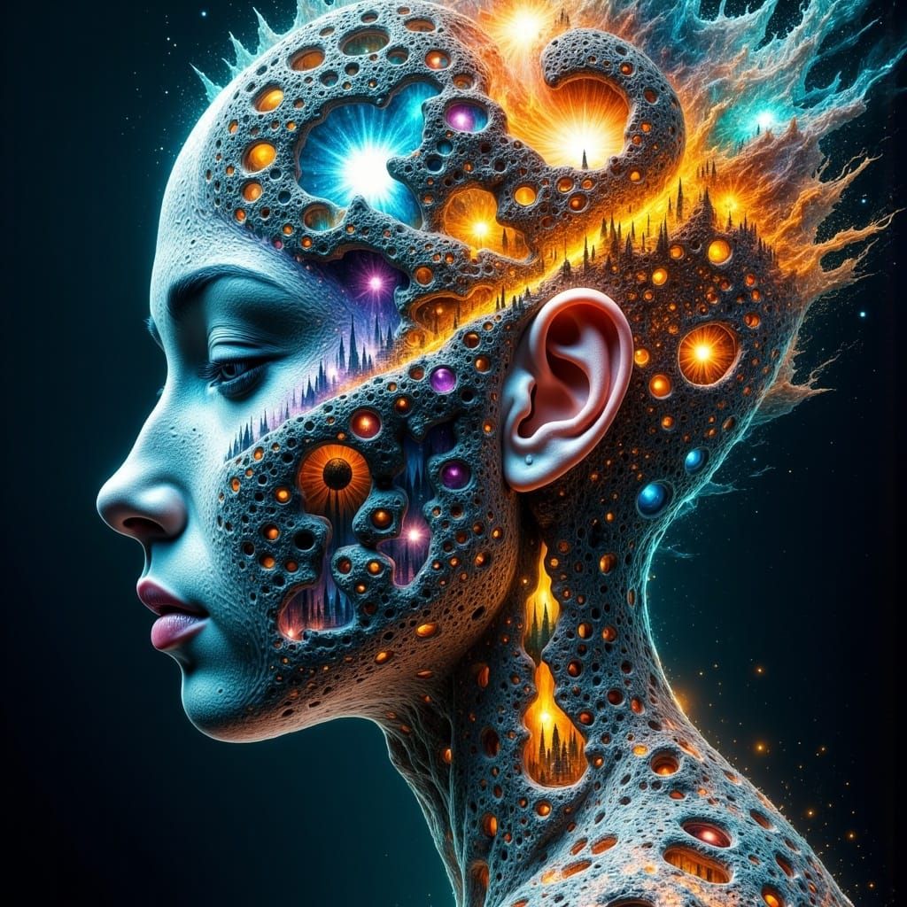 Artistic Portrait: Split Person with Intricate Details