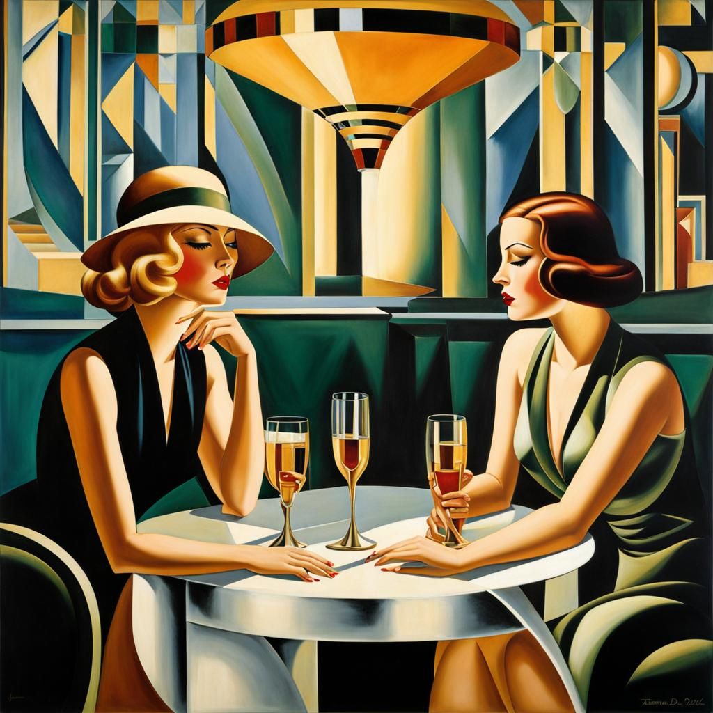 Elegant Women in Art Deco Style