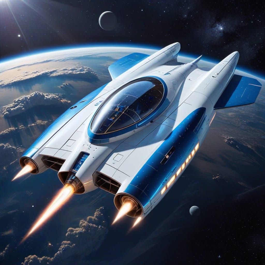 Retro Futuristic Rocket Spaceship in Atomic Age Style