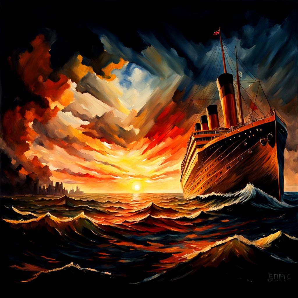 Titanic as Impressionist Gouache Painting