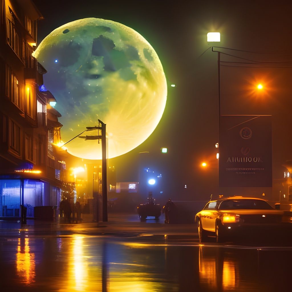 Glowing Blue Butterflies in Maximalist Moonlit Landscape